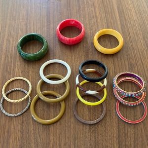 Assorted Vintage Bracelets (Metal, Plastic, Wood)